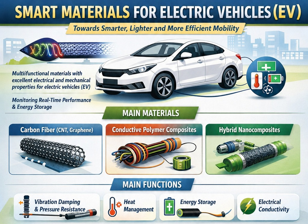 Smart Fibers for Electric Vehicles (EVs): Towards Intelligent, Lightweight, and Efficient Mobility