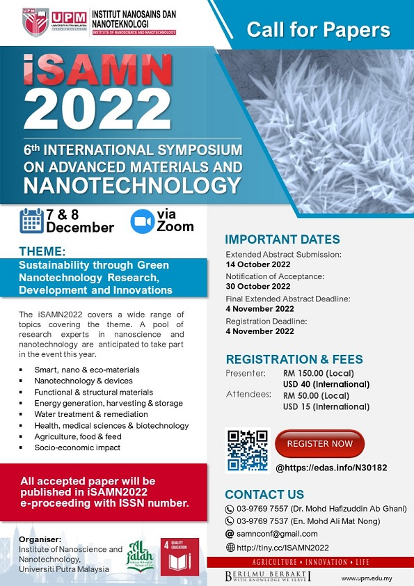 6th International Symposium on Advanced Materials and Nanotechnology (iSAMN2022)